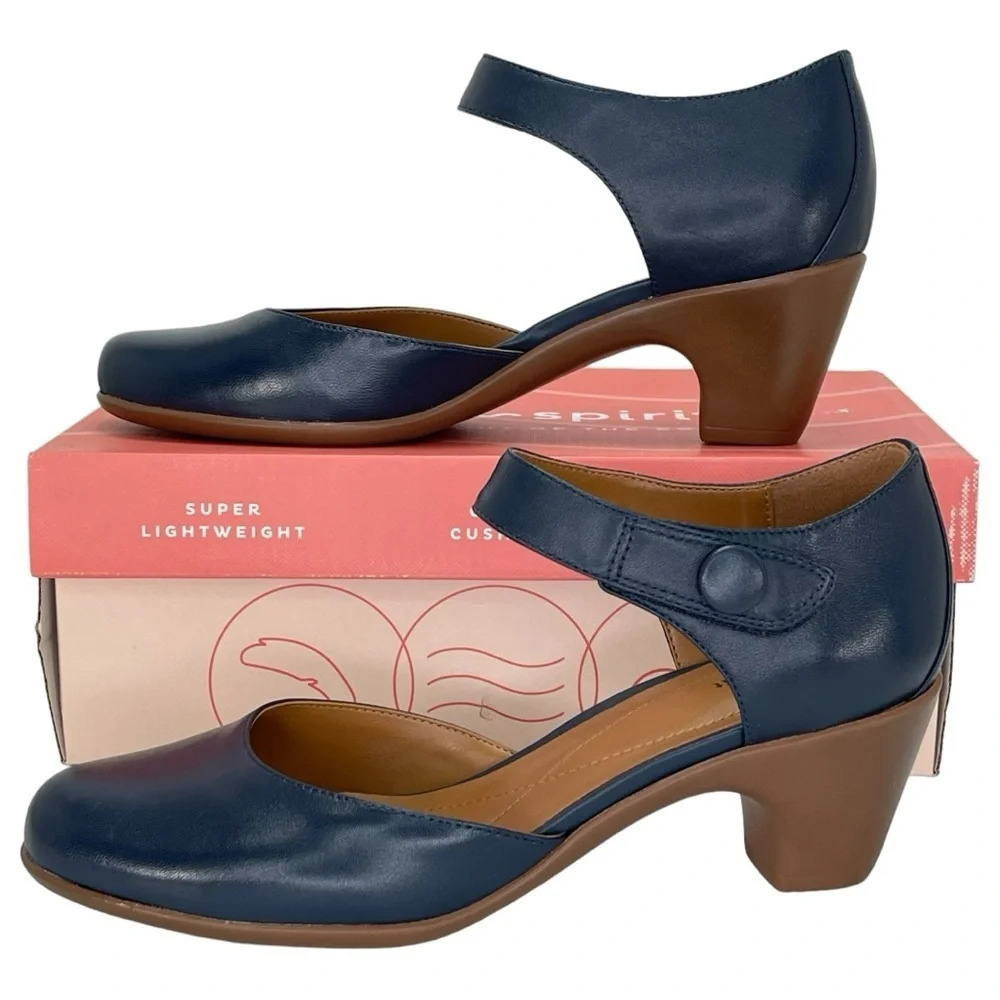 Easy Spirit Clarice Dark Blue Leather Womens Heels Size 10M - Picture 14 of 16